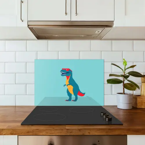 Dinosaurus - Blauw - Zonnebril keuken achterwand spatscherm klein -sfeer2