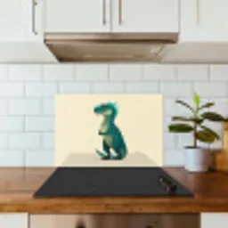 Dinosaurus - Turquoise - Stekels keuken achterwand spatscherm klein -sfeer2