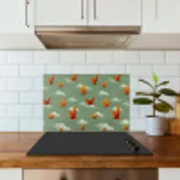 Dinosaurussen - Wolken - Sterren - Oranje keuken achterwand spatscherm klein -sfeer2