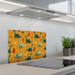 Dinosaurussen - Stekels - Herfstbladeren - Bruin keuken achterwand spatscherm klein -3d_schuin