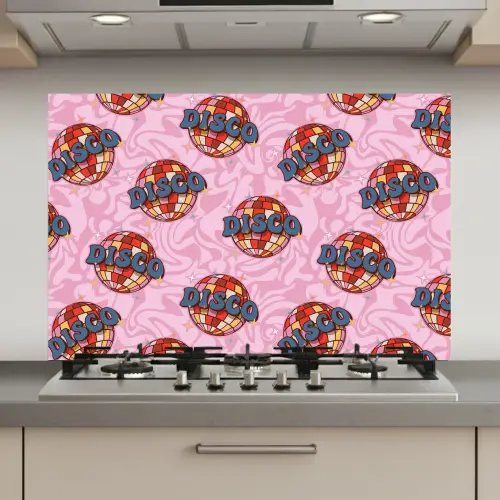 Disco - Bal - Patroon - Roze keuken achterwand spatscherm klein 900 -3d_website