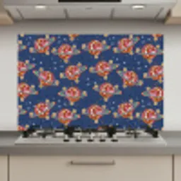 Disco - Blauw - Patroon keuken achterwand spatscherm klein 900 -3d_website