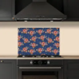 Disco - Blauw - Patroon keuken achterwand spatscherm klein 900 -sfeer1