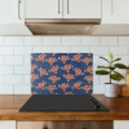 Disco - Blauw - Patroon keuken achterwand spatscherm klein 900 -sfeer2