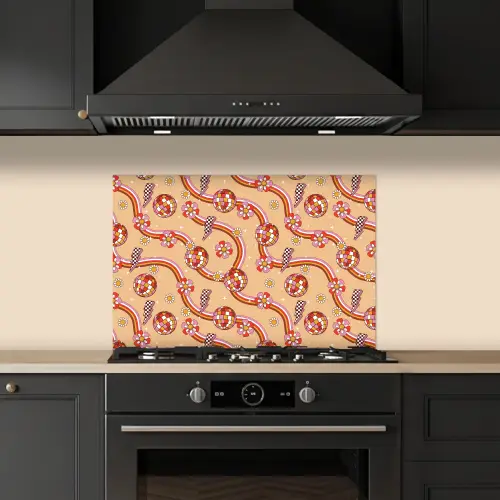 Disco - Patroon - Lijnen keuken achterwand spatscherm klein 900 -sfeer1
