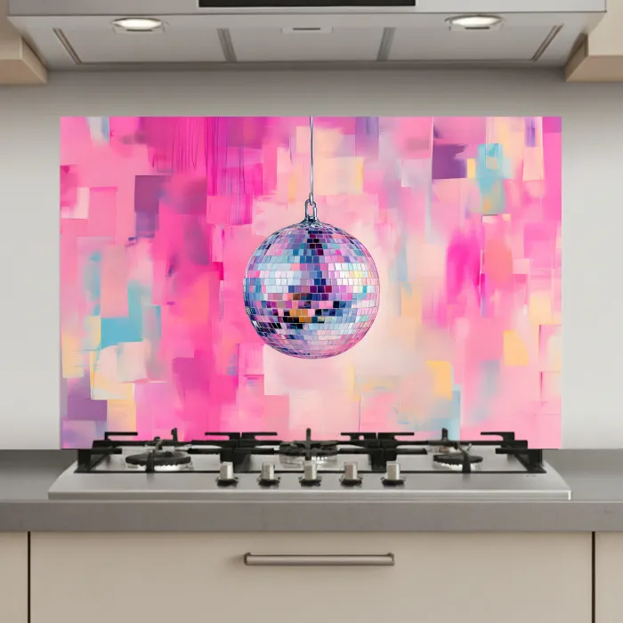 Discobal - Pink - Verf keuken achterwand spatscherm klein -3d_website