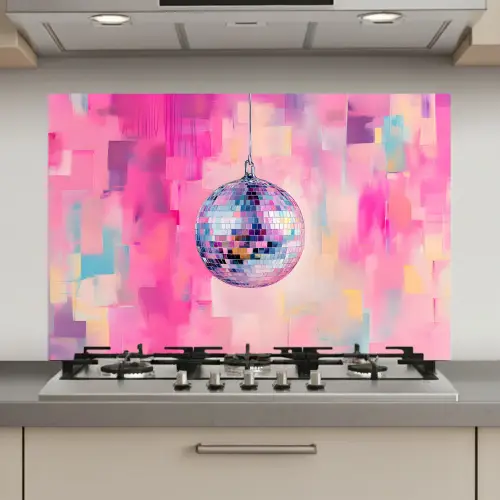 Discobal - Pink - Verf keuken achterwand spatscherm klein -3d_website