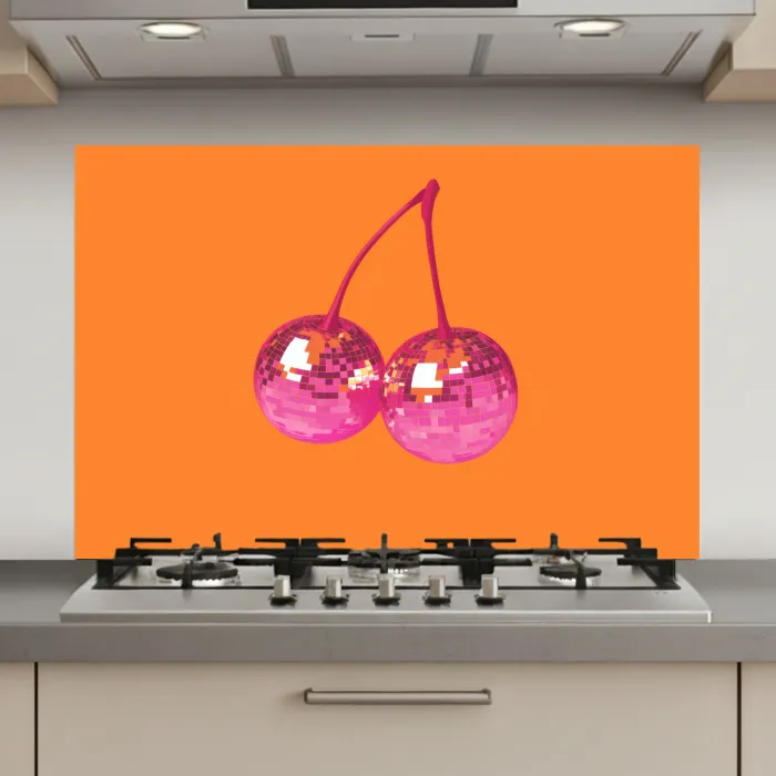 Discoballen - Kers - Spiegels - Roze keuken achterwand spatscherm klein -3d_website