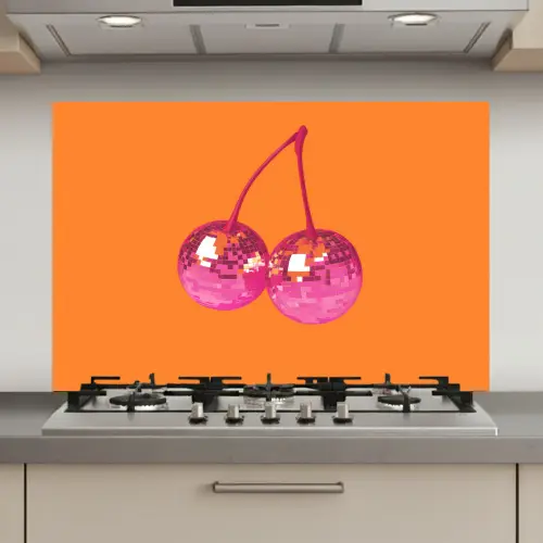Discoballen - Kers - Spiegels - Roze keuken achterwand spatscherm klein -3d_website