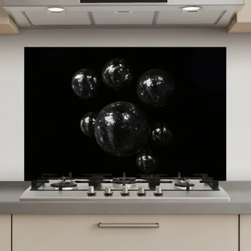 Discoballen - Minimalistisch - Zwart keuken achterwand spatscherm klein -3d_website
