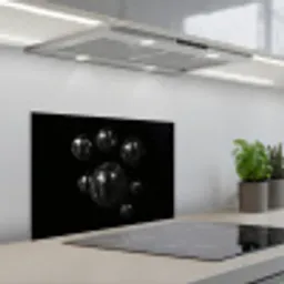 Discoballen - Minimalistisch - Zwart keuken achterwand spatscherm klein -3d_schuin