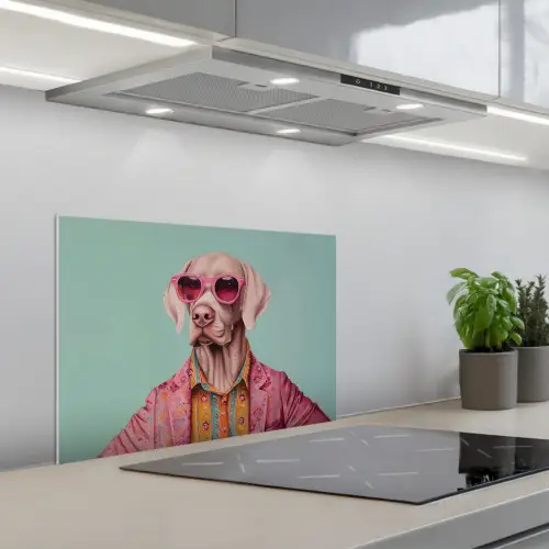 Hond - Overhemd - Bloemen - Bril keuken achterwand spatscherm klein -3d_schuin