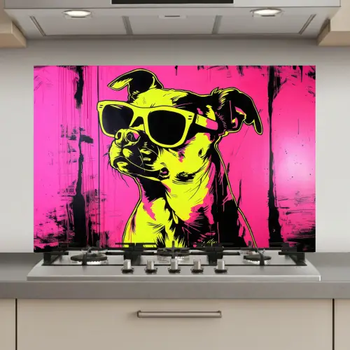 Hond - Zonnebril - Roze - Art keuken achterwand spatscherm klein -3d_website