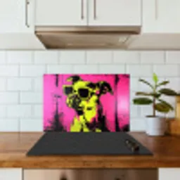 Hond - Zonnebril - Roze - Art keuken achterwand spatscherm klein -sfeer2
