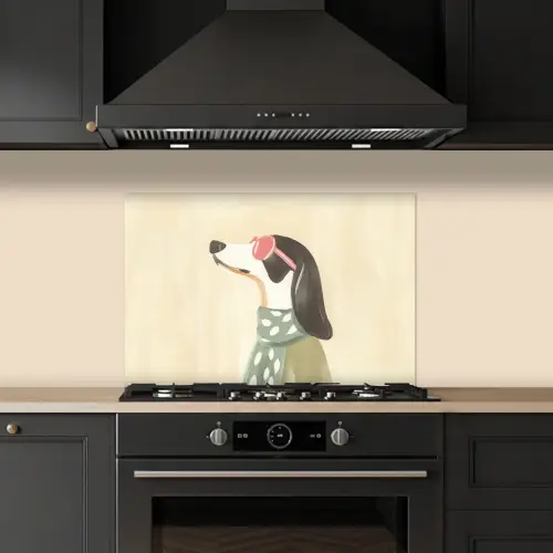 Hond - Zonnebril - Sjaal keuken achterwand spatscherm klein -sfeer1