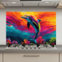 Dolfijn - Kleurrijk - Oceaan - Koraal keuken achterwand spatscherm klein -3d_website