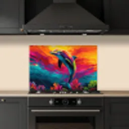 Dolfijn - Kleurrijk - Oceaan - Koraal keuken achterwand spatscherm klein -sfeer1