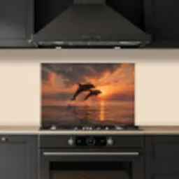 Dolfijnen - Zee - Realistisch keuken achterwand spatscherm klein -sfeer1