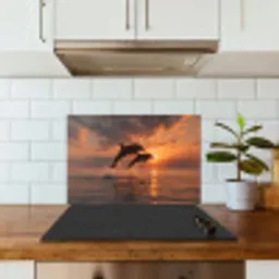 Dolfijnen - Zee - Realistisch keuken achterwand spatscherm klein -sfeer2