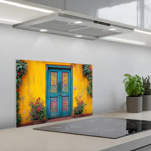Deuren - Kleurrijk - Planten keuken achterwand spatscherm klein -3d_schuin