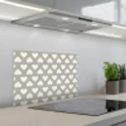 Stippen - Hart - Zwart - Wit keuken achterwand spatscherm klein 900 -3d_schuin
