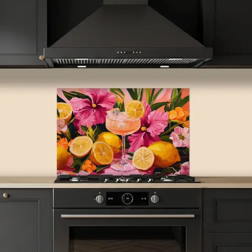 Drink - Bloemen - Yellow keuken achterwand spatscherm klein -sfeer1