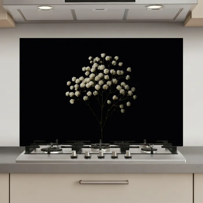 Gipskruid - Bloemetjes - Wit - Minimalistisch keuken achterwand spatscherm klein -3d_website