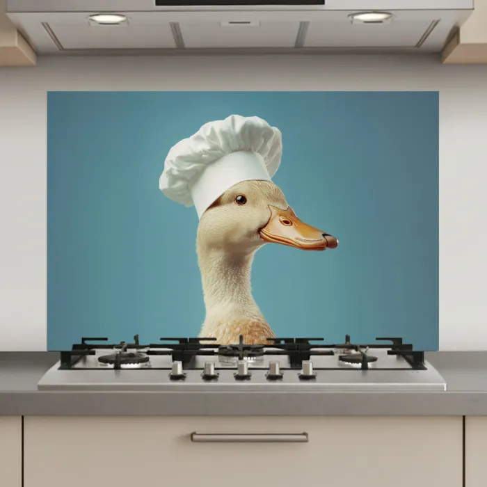 Eend - Koksmuts - Cute - Vogel keuken achterwand spatscherm klein -3d_website
