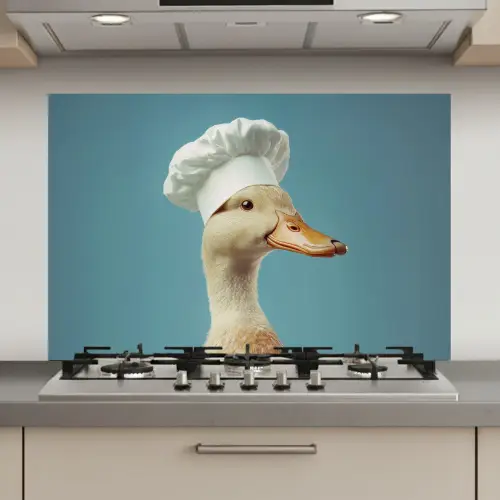 Eend - Koksmuts - Cute - Vogel keuken achterwand spatscherm klein -3d_website