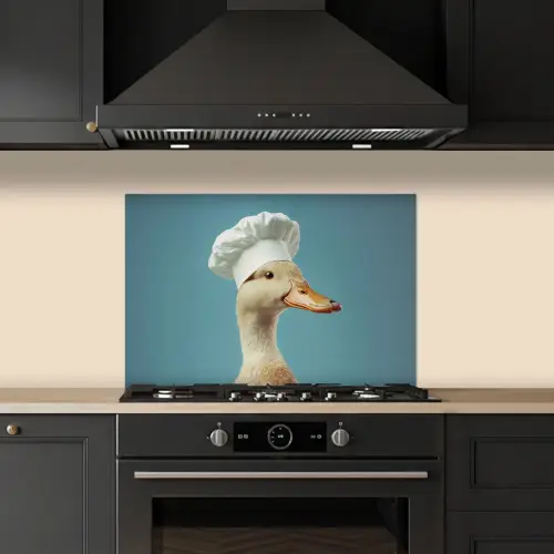 Eend - Koksmuts - Cute - Vogel keuken achterwand spatscherm klein -sfeer1