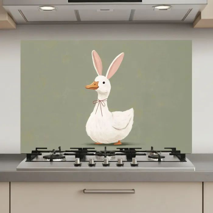 Eend - Konijnoren - Grijs keuken achterwand spatscherm klein -3d_website