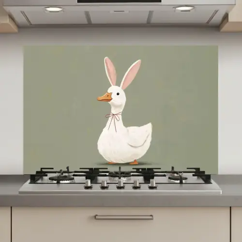 Eend - Konijnoren - Grijs keuken achterwand spatscherm klein -3d_website