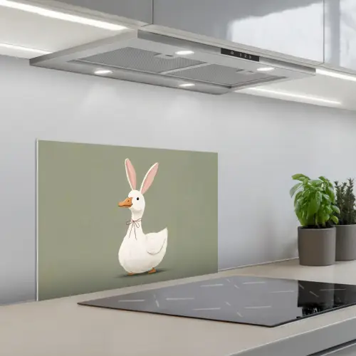 Eend - Konijnoren - Grijs keuken achterwand spatscherm klein -3d_schuin