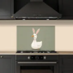 Eend - Konijnoren - Grijs keuken achterwand spatscherm klein -sfeer1