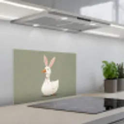 Eend - Konijnoren - Grijs keuken achterwand spatscherm klein -3d_schuin