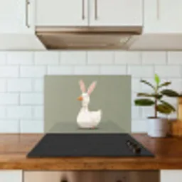 Eend - Konijnoren - Grijs keuken achterwand spatscherm klein -sfeer2