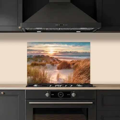 Duin - Planten - Zonsondergang - Strand - Zee keuken achterwand spatscherm klein -sfeer1