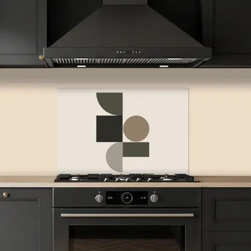 Aardetinten - Abstracte compositie - Eenvoudige vormen keuken achterwand spatscherm klein -sfeer1