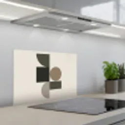Aardetinten - Abstracte compositie - Eenvoudige vormen keuken achterwand spatscherm klein -3d_schuin