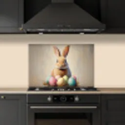 Paashaas - Pastel - Eieren keuken achterwand spatscherm klein -sfeer1