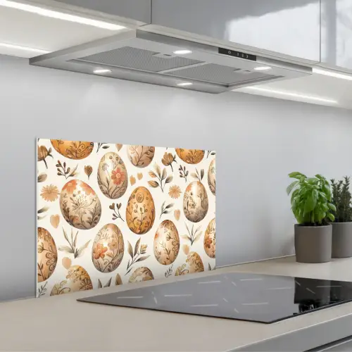Paaseieren - Bruin - Bloemen keuken achterwand spatscherm klein -3d_schuin