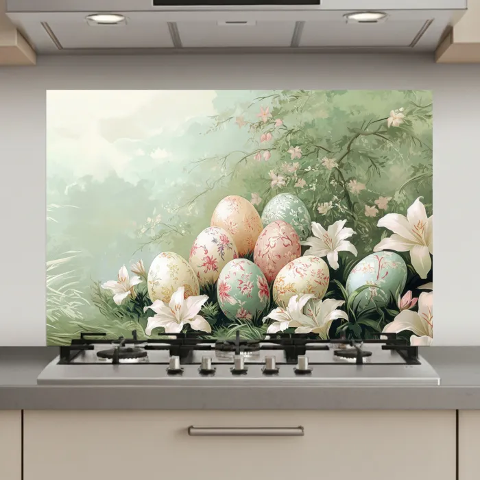 Paaseieren - Pasteltinten - Bloemen keuken achterwand spatscherm klein -3d_website