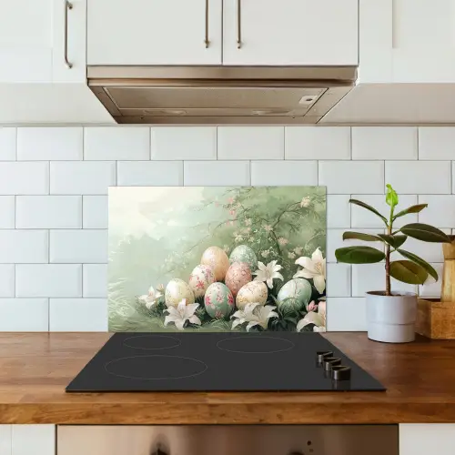 Paaseieren - Pasteltinten - Bloemen keuken achterwand spatscherm klein -sfeer2