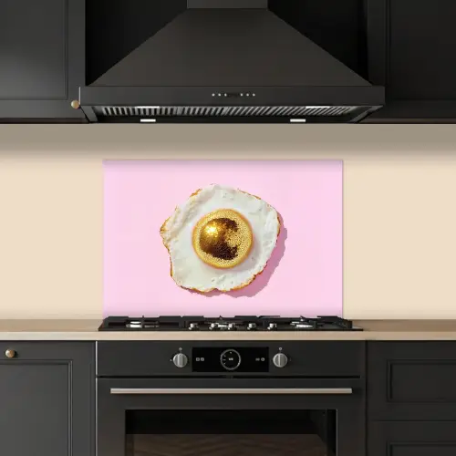 Ei - Disco - Ontbijt - Glitter keuken achterwand spatscherm klein -sfeer1