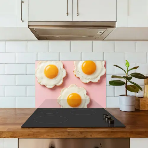 Eieren - Bloem - Roze keuken achterwand spatscherm klein -sfeer2