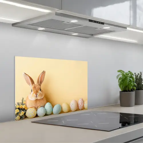 Eieren - Konijn - Pasteltinten keuken achterwand spatscherm klein -3d_schuin