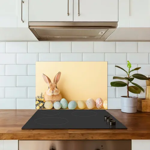 Eieren - Konijn - Pasteltinten keuken achterwand spatscherm klein -sfeer2