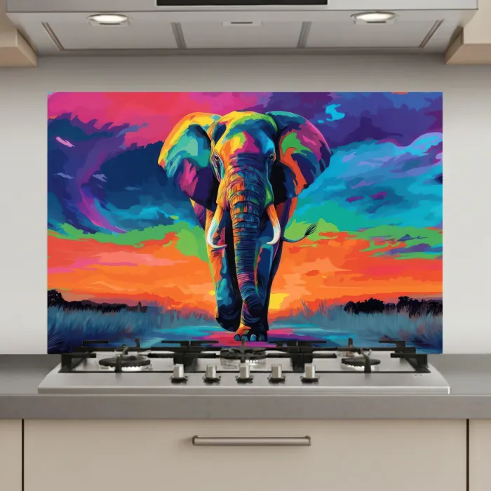 Olifant - Kleurrijk - Lucht - Abstract keuken achterwand spatscherm klein -3d_website
