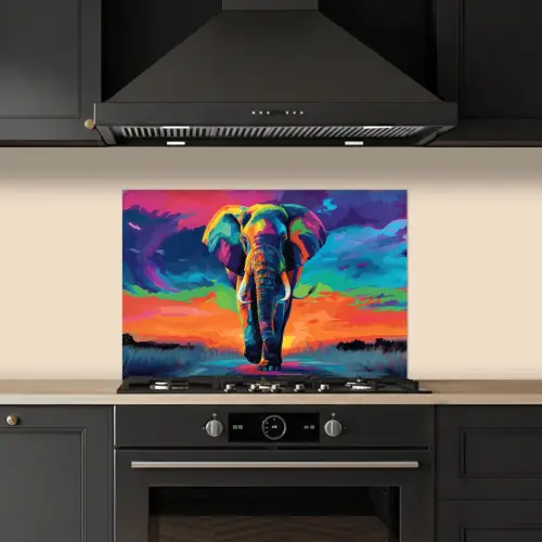 Olifant - Kleurrijk - Lucht - Abstract keuken achterwand spatscherm klein -sfeer1