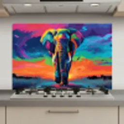 Olifant - Kleurrijk - Lucht - Abstract keuken achterwand spatscherm klein -3d_website